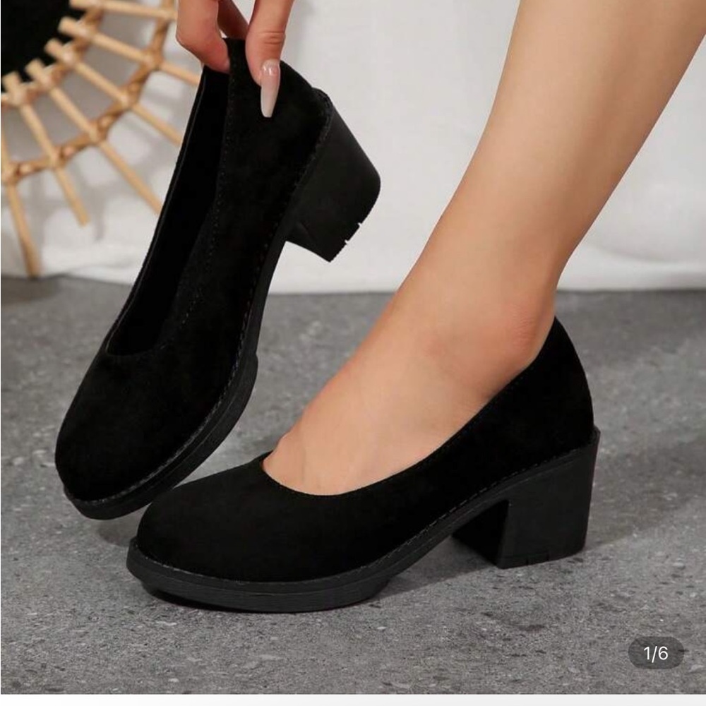 Elegant Black Women's Block Heel Shoes